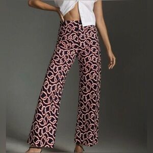 Anthropologie Colette Sailor Print Navy/Red Wide Leg Pants 29
